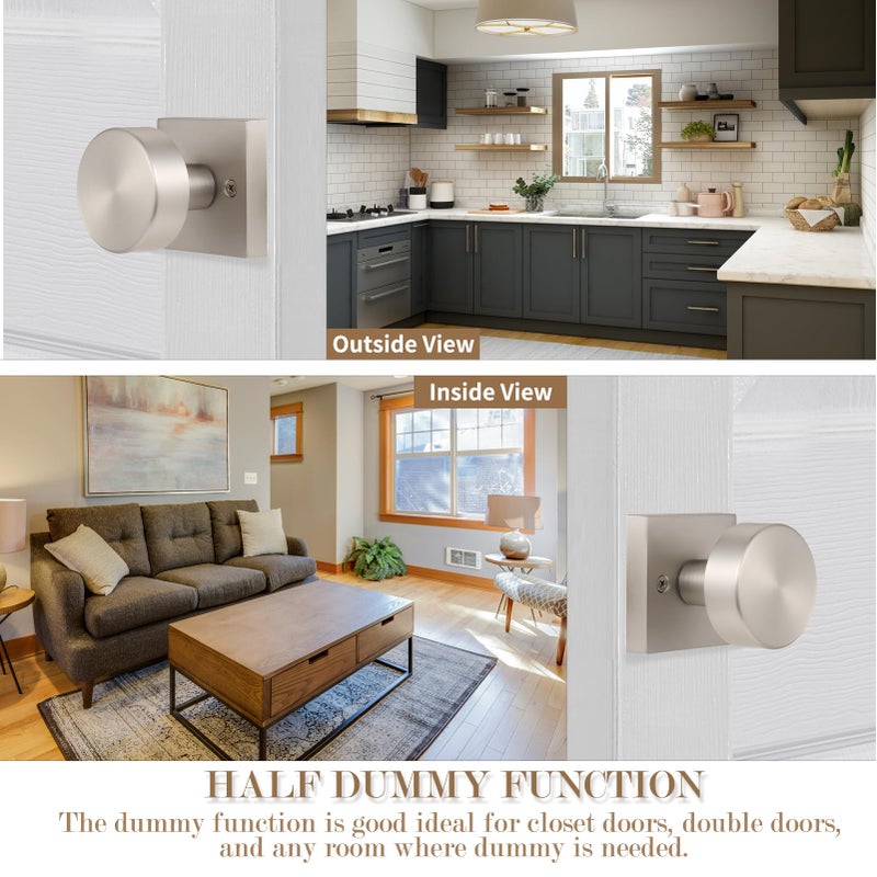 newliplace 2 Pack Dummy Door Knobs Interior Brushed Nickel Dummy Door Knob for Closet and Double Doors, One-Sided Dummy Door Handles Satin Nickel - Image 3